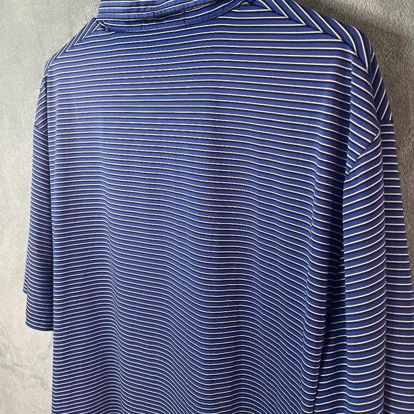 RLX Ralph Lauren Polo Shirt Mens XL Blue Striped SS Golf Stretch Wicking Logo - Picture 7 of 12